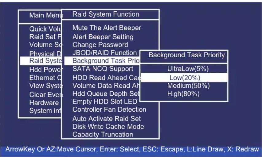 Main Menu Quick Volu Raid Set F Volume Se Physical D Raid Syste Hdd Power Ethernet O View Syste Clear Even Hardware System inf Raid System Function Mute The Alert Beeper Alert Beeper Setting Change Password JBOD/RAID Function Background Task Prior SATA NCQ Support HDD Read Ahead Cad Volume Data Read…