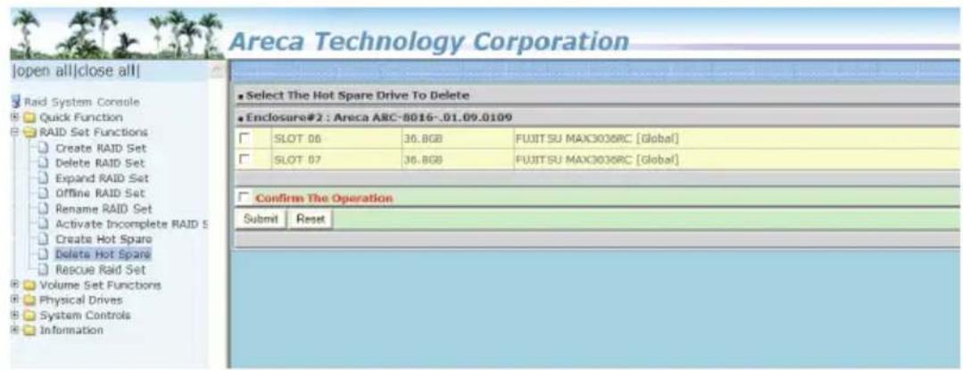 Areca Technology Corporation [open all|close all] Raid System Console Quick Function RAID Set Functions Create RAID Set Delete RAID Set Expand RAID Set Offline RAID Set Rename RAID Set Activate Incomplete RAID S Create Hot Spare Delete Hot Spare Rescue RAID Set Volume Set Functions Physical Drives S…
