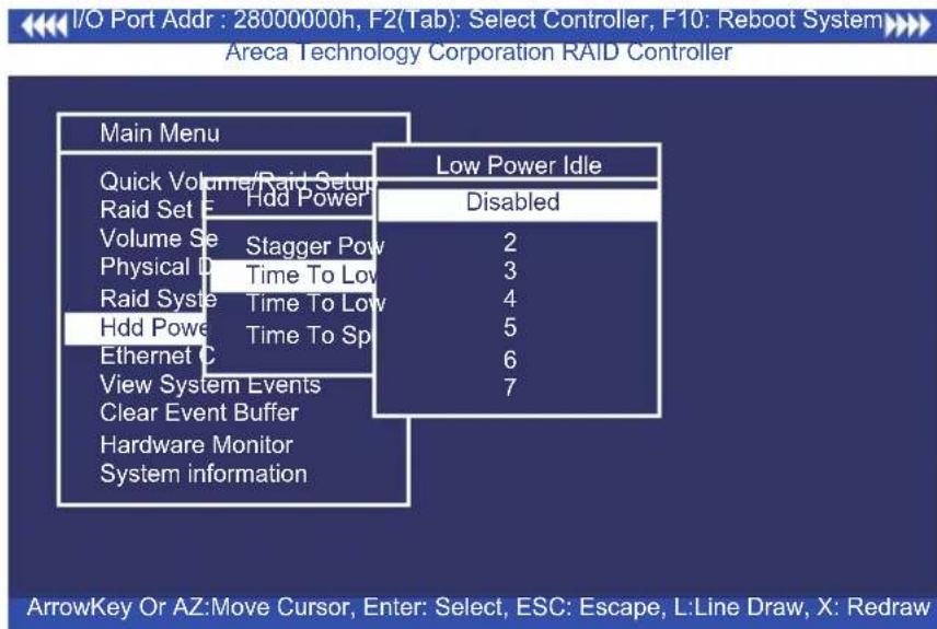 I/O Port Addr : 28000000h, F2(Tab): Select Controller, F10: Reboot System Areca Technology Corporation RAID Controller Main Menu Quick Volume/Raid Setup Raid Set E Volume Se Physical D Raid Syste Hdd Power Ethernet C View System Events Clear Event Buffer Hardware Monitor System information Low Power…