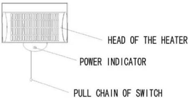 HEAD OF THE HEATER POWER INDICATOR PULL CHAIN OF SWITCH