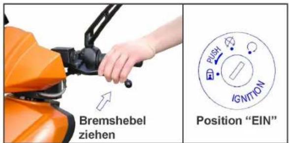 Bremshebel ziehen Position "EIN"