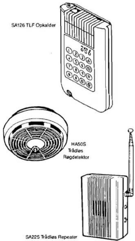 SA126 TLF Opkalder HA50S Trådles Røgdelektor SA225 Trådles Repeater