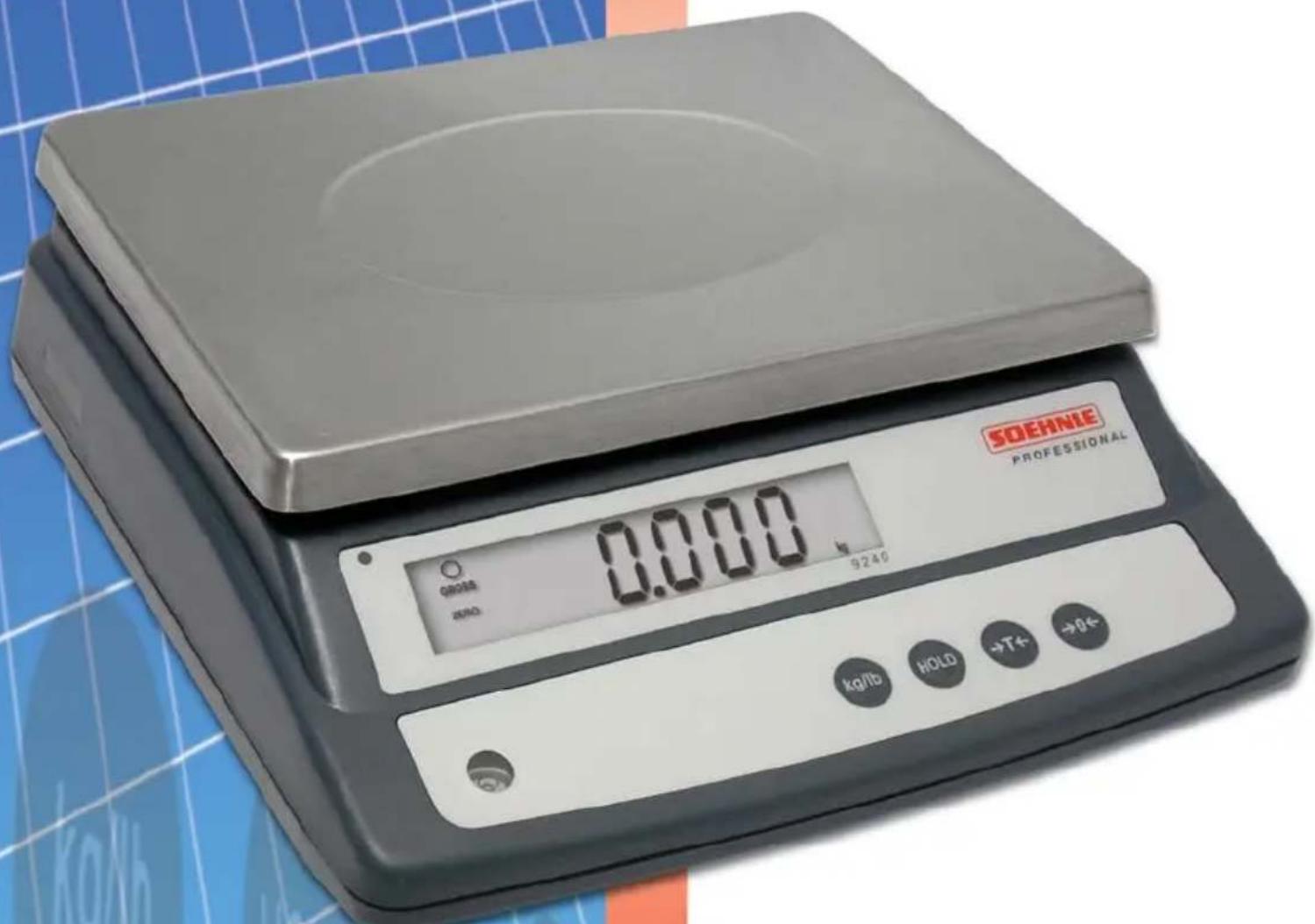 SOEHNIE PROFESSIONAL 0.000 kg 9240 CLOSE HOLD →T← →V← kg/lb HOLD →T← →V←