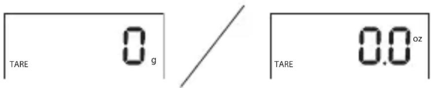 TARE 0 g /TARE 0.0 oz