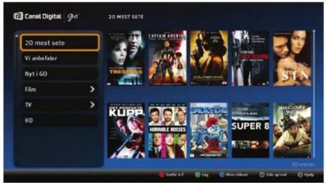 Canal Digital 20 20 MEST SETE 20 mest sete Vi anbefaler Nyt i Go Film > TV > HD Sable A-2 Tag Blue colour Side up/ind Help