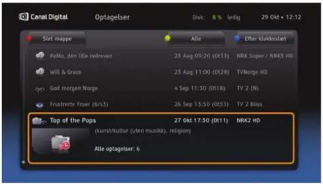 Canal Digital Optagelser Disk: 8 % ledig 29 Okt • 12:12 Slet mappe Alle Efter klokkslet Pablo, den Ulla redreven 23 Aug 09:20 (0x11) NRR Super / NRK3 HD Will & Grace 23 Aug 11:00 (0x28) TVNorge HD God morgen Norge 4 Sep 11:30 (0x18) TV 2 (N) Frustrerte Fruer (6/s3) 26 Sep 13:50 (0x53) TV 2 Bliss Top of the Pops 27 Okt 17:30 (0x11) NRK2 HD (kunst/kulbur (uten musikk), religion) Alle optagelser: 6