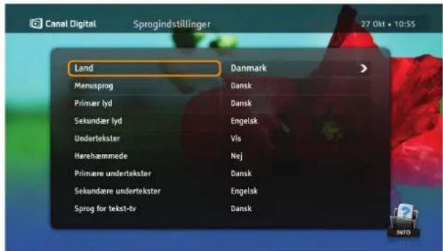 Canal Digital Sprogindstillinger 27 Okt • 10:55 Land Danmark Menusprog Dansk Primar lyd Dansk Sekundare lyd Engelsk Undertekstar Vis Herehammede Nej Primare undertekstar Dansk Sekundare undertekstar Engelsk Sprog for tekst-tv Dansk