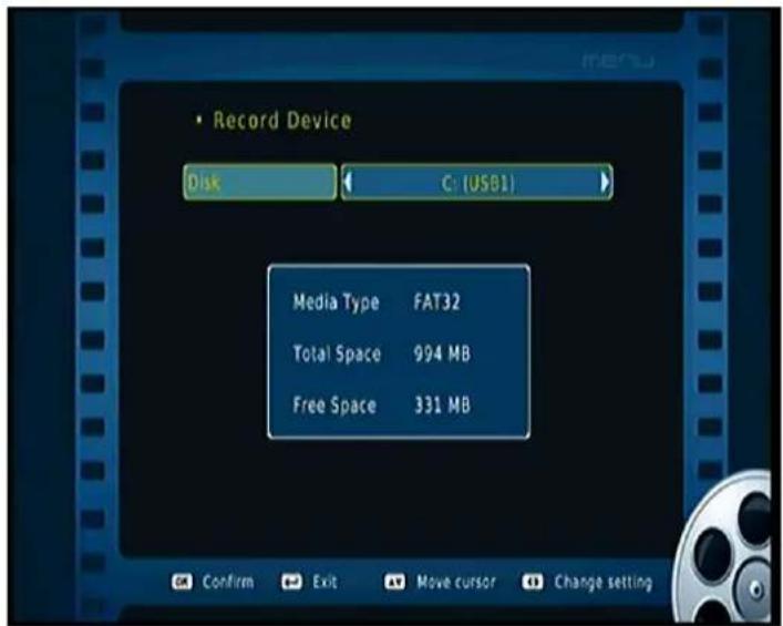 Record Device Disk C:\USB1 Media Type FAT32 Total Space 994 MB Free Space 331 MB