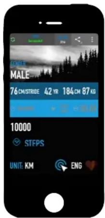 MALE 76 CM/STRIDE 42 YR 184CM 87 KG 10000 STFPS UNIT: KM ENG
