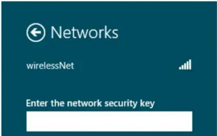 Networks wirelessNet Enter the network security key