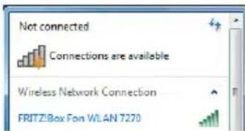 Not connected Connections are available Wireless Network Connection FRITZIBox Fan WLAN 7270