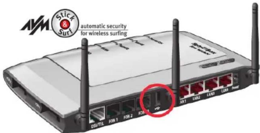 Stick & Suri automatic security for wireless surfing DSL/Tel FON 1 FON 2 FON 3 AN1 LAN2 LAN3 LAN4 Power