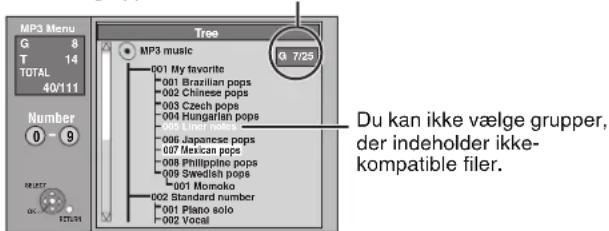 MP3 Menu G 8 T 14 TOTAL 40/111 Number 0 - 9 RESET CCT251 Tree MP3 music 001 My favorite 001 Brazilian pops 002 Chinese pops 003 Czech pops 004 Hungarian pops 005 Latin pops 006 Japanese pops 007 Mexican pops 008 Philippine pops 009 Swedish pops 001 Momoko 002 Standard number 001 Plano solo 002 Vocal 7/25 Du kan ikke vælge grupper, der indeholder ikke- kompatible filer.
