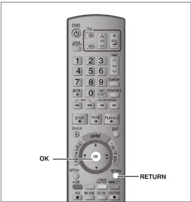 DVD TV + VOL 1 2 3 4 5 6 7 8 9 DELETE 0 INPUT SELECT SLOW/SPATCH STOP PAUSE PLAY/1.2 STATUS GUIDE OK FUNCTION (OR) OPTION AUDIO CREATE CHAPTER CHANGE REC REC VIEW EXT JUN REACHES RETURN OK RETURN