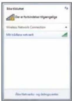 Ske tõluttet Der er forbindelser tilgangelige Wireless Network Connection Mit föllende network Äden Networks- og delingcentes