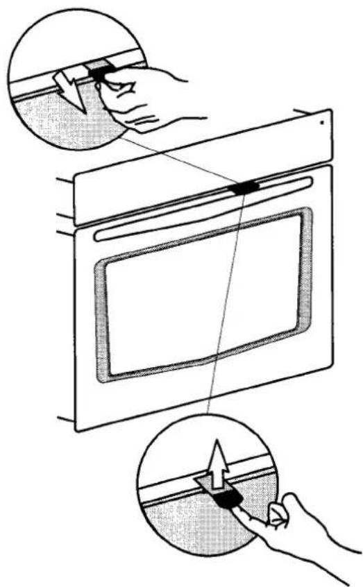 Diagram illustrating a kitchen appliance inspection procedure with magnified views showing tool placement and detail steps