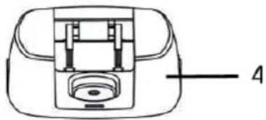 Line drawing of a mechanical device with a labeled part (4), no text or symbols present