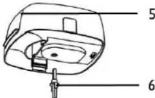 Technical diagram of a device with numbered parts labeled 5 and 6