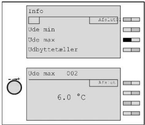 Info Ude min Ude max Udbyttetæller Ude max 002 6.0 °C