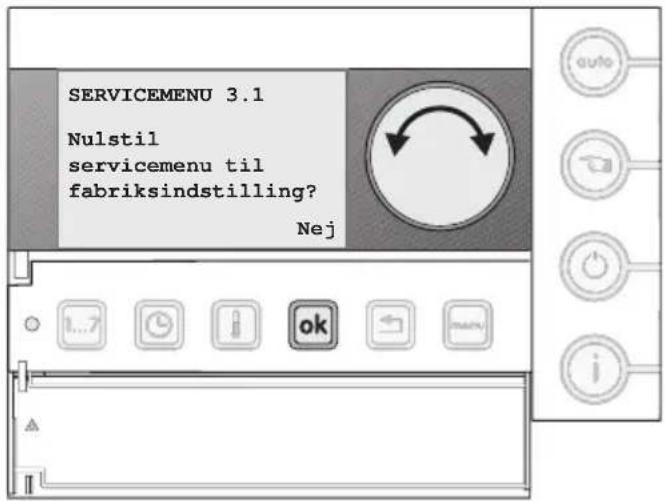 SERVICEMENU 3.1 Nulstil servicemenu til fabriksindstilling? Nej