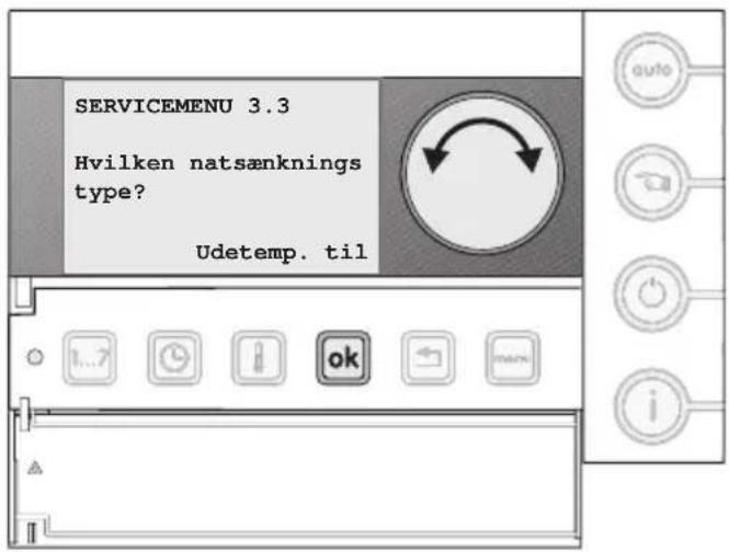 SERVICEMENU 3.3 Hvilken natsæknings type? Udetemp. til