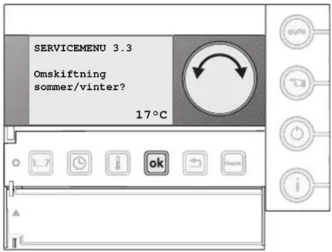 SERVICEMENU 3.3 Omskiftning sommer/vinter? 17°C