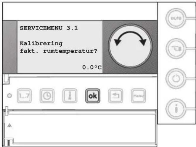 SERVICEMENU 3.1 Kalibrering fakt. rumtemperatur? 0.0°C