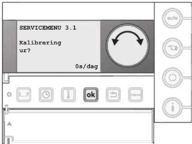 SERVICEMENU 3.1 Kalibrering ur? 0s/dag