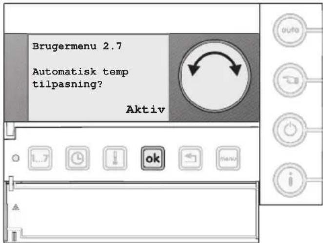 Brugermenu 2.7 Automatisk temp tilpasning? Aktiv