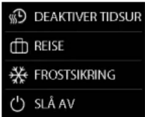 DEAKTIVER TIDSUR REISE FROSTSIKRING SLÅ AV