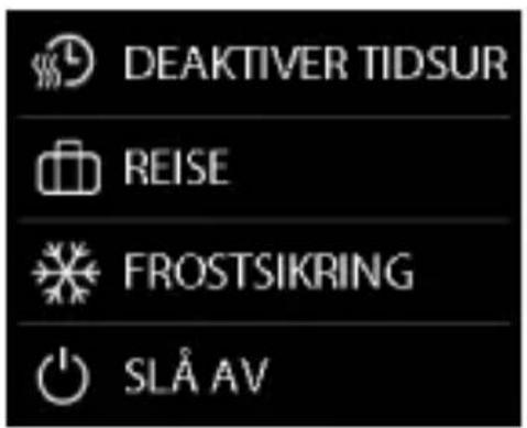DEAKTIVER TIDSUR REISE FROSTSIKRING SLÅ AV