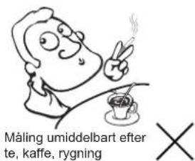 Måling umiddelbart efter te, kaffe, rygning