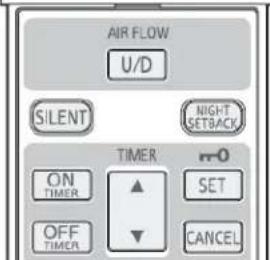 AIR FLOW U/D SILENT NIGHT SETBACK ON TIMER ▲ SET OFF TIMER ▼ CANCEL