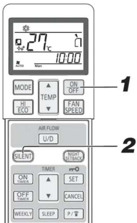 0.27°C 10:00 AUTO Mon MODE TEMP ON/OFF HI/ECO FAN SPEED AIR FLOW U/D SILENT NIGHT SETBACK TIMER ON/TIMER SET OFF/TIMER CANCEL WEEKLY SLEEP P/Hz