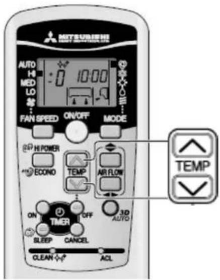 MITSUNIHE AUTO H MED LO FAN SPEED ON/OFF MODE @ H POWER ECONO TEMP AIR FLOW ON OFF 3D TIMER AUTO SLEEP CANCEL CLEAN ACL TEMP