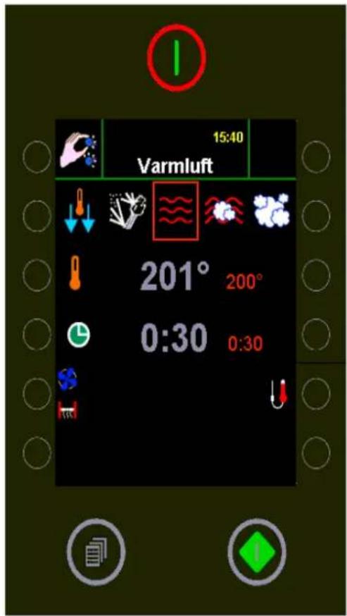 15:40 Varmluft 201° 200° 0:30 0:30