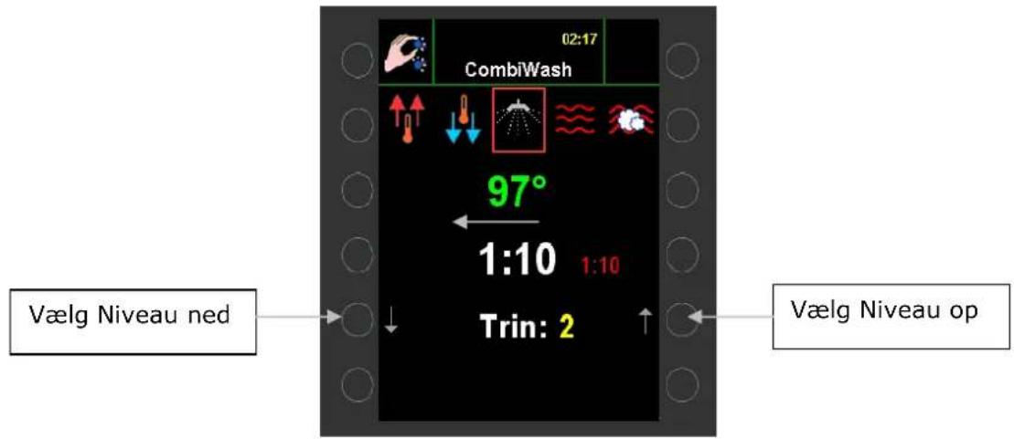 02:17 CombiWash 97° 1:10 1:10 Trin: 2 Vælg Niveau ned Vælg Niveau op