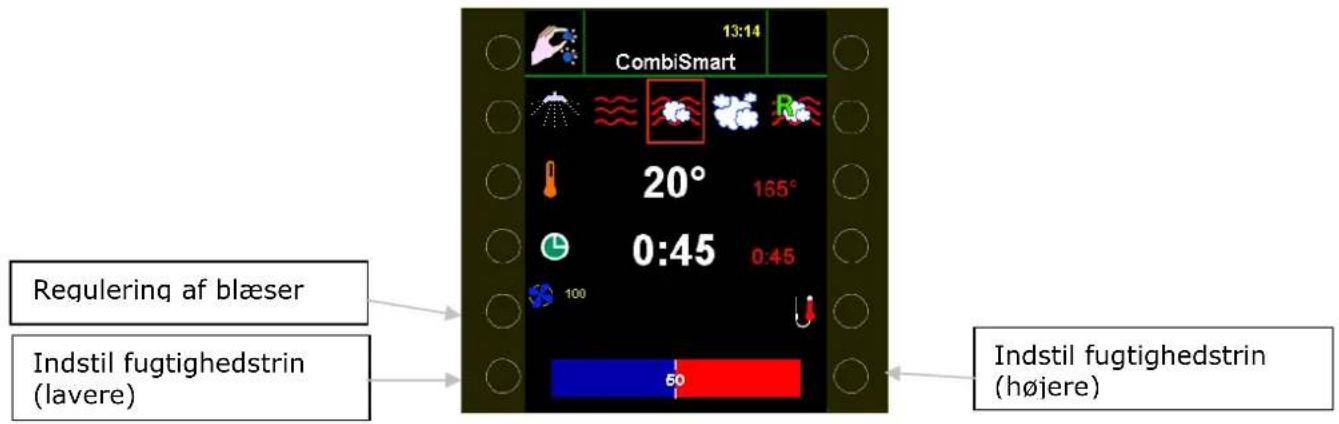 13:14 CombiSmart 20° 165° 0:45 0:45 100 Regulering af blæser Indstil fugtighedstrin (lavere) 50 Indstil fugtighedstrin (højere)