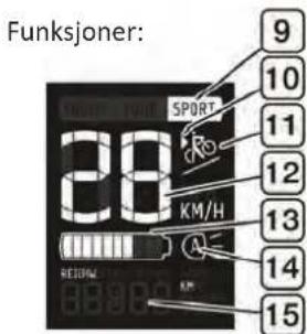Funksjoner: SPORT KM/H REJUN 9 10 11 12 13 14 15