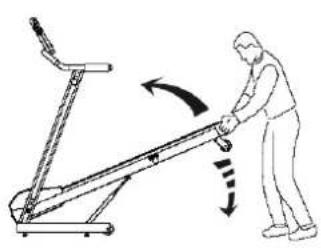 Titan Fitness ST460 - Sådan slåes løbebåndet ned: - 1