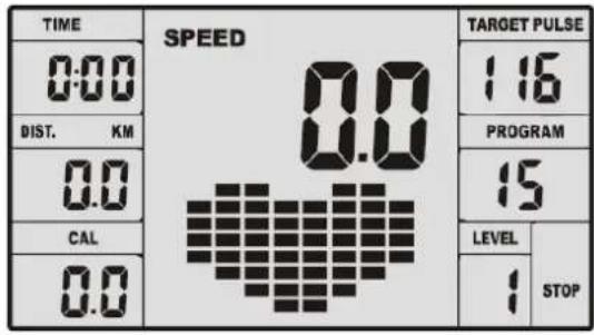 TIME SPEED 116 DIST. KM 0.0 0.0 0.0 0.0 PROGRAM 15 LEVEL 1 STOP CAL 0.0