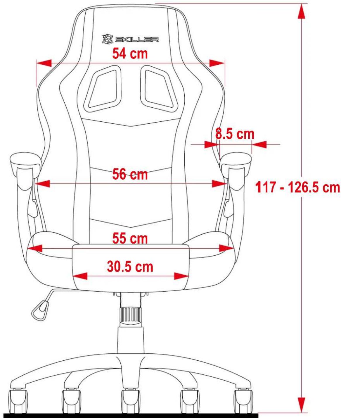 SKILLER 54 cm 8.5 cm 56 cm 117 - 126.5 cm 55 cm 30.5 cm
