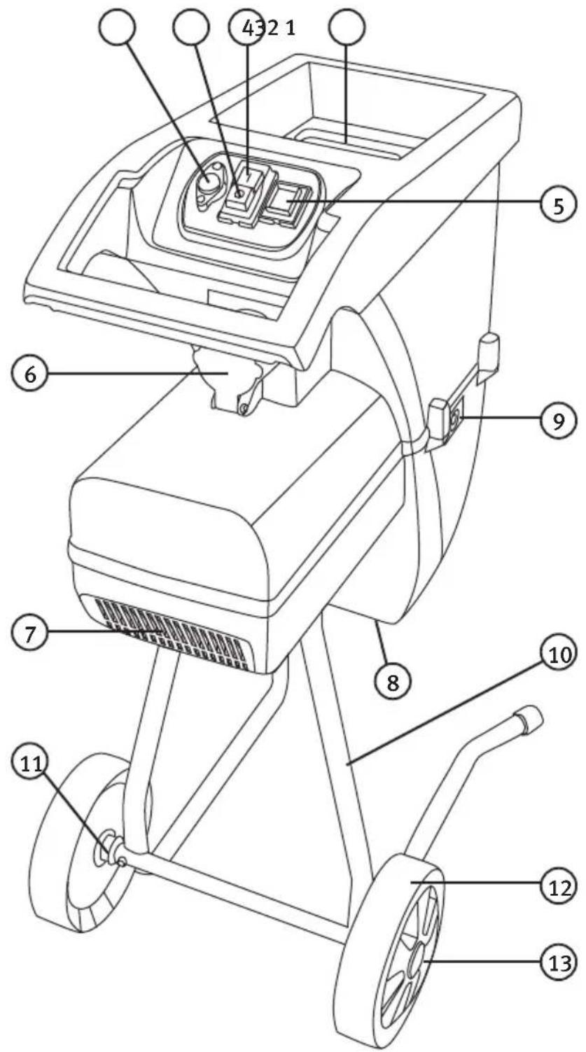 Technical diagram of a mobile lawn mower with numbered parts labeled for identification.