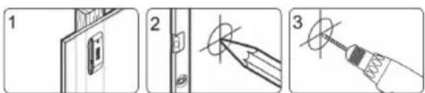 Diagram showing three-step installation steps: door opening, tool tip insertion, and end milling with screwdriver.