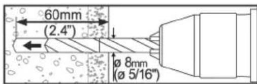 60mm (2.4") Ø 8mm (Ø 5/16")
