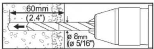 60mm (2.4") Ø 8mm (Ø 5/16")