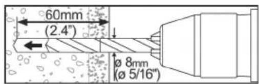 60mm (2.4") Ø 8mm (Ø 5/16")