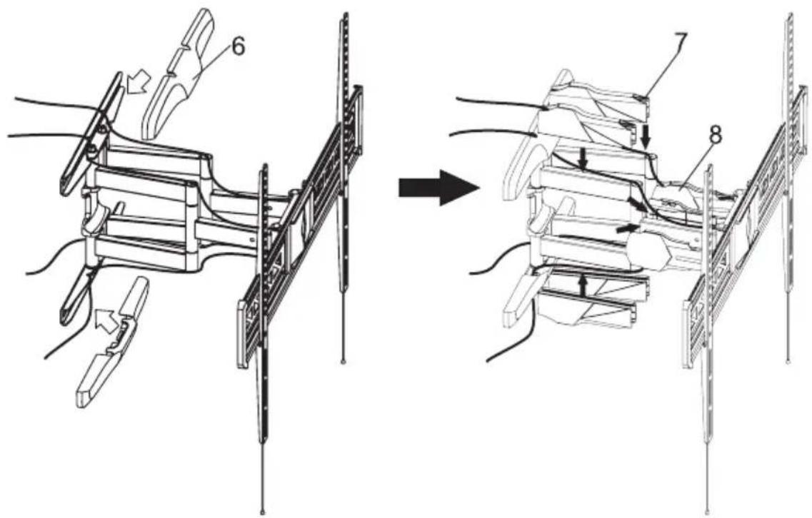 Technical diagram showing mechanical assembly steps with numbered components and directional arrows indicating process flow.