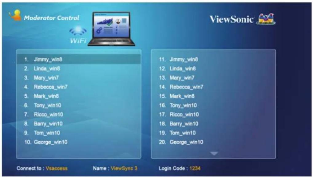 Moderator Control WiFi ViewSonic 1. Jimmy_win8 2. Linda_win8 3. Mary_win7 4. Rebecca_win7 5. Mark_win8 6. Tony_win10 7. Ricco_win10 8. Barry_win10 9. Tom_win10 10. George_win10 11. Jimmy_win8 12. Linda_win8 13. Mary_win7 14. Rebecca_win7 15. Mark_win8 16. Tony_win10 17. Ricco_win10 18. Barry_win10 19. Tom_win10 20. George_win10 Connect to : Vsaccess Name : ViewSync 3 Login Code : 1234