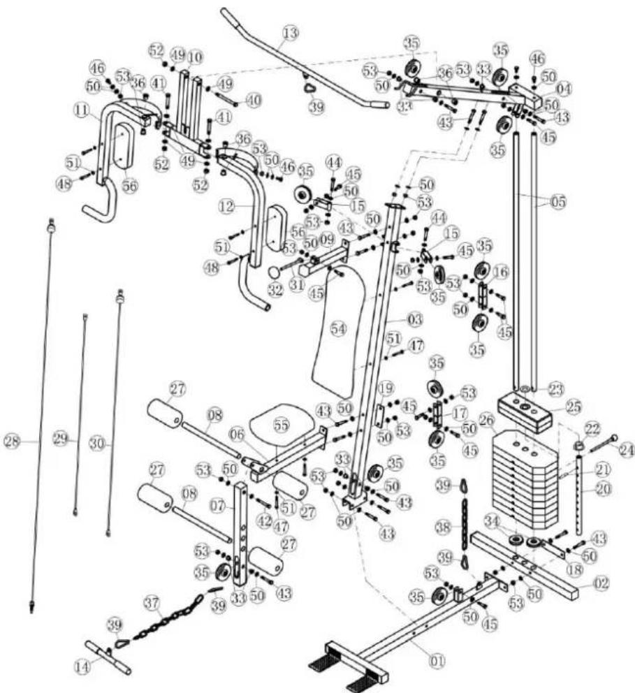 Titan Fitness Homegym - DETALJERET TEGNING - 1